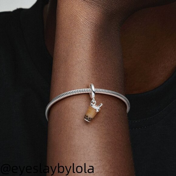 Pandora Murano Glass Bubble Tea Dangle Charm - Picture 2 of 5